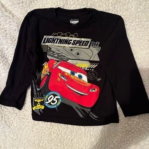Disney Black Long Sleeve Tee with Red Lightning McQueen Graphic
